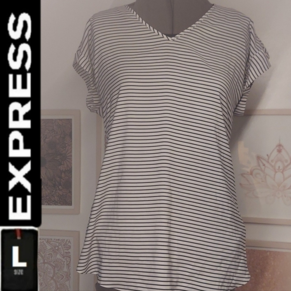 Express large horizontal stripe blouse